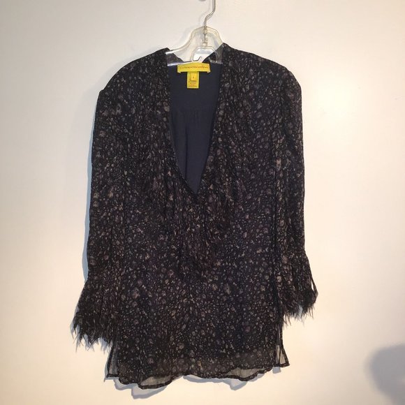 Catherine Malandrino Floral Ruffle Silk Blouse - Picture 8 of 15